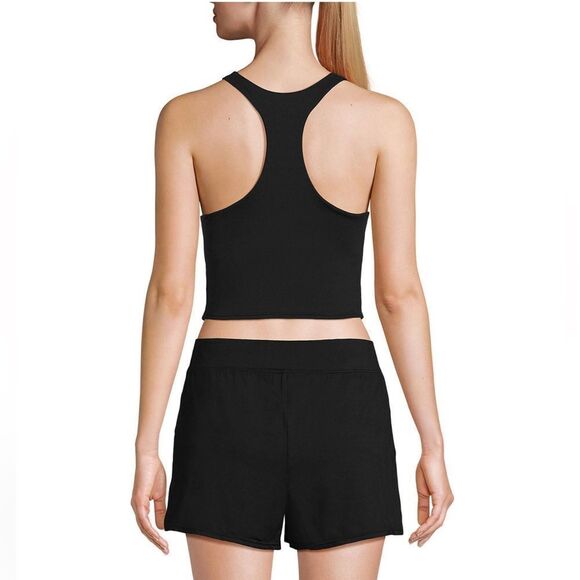 Land's End Plus Racer Back High Neck Tankini shelf bra removable cups black Var - Picture 3 of 6